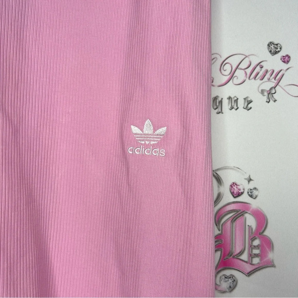 Adidas shorts BRAND NEW WITH TAGS bubble gum pink stretchy ribbed cute biker - Picture 4 of 4